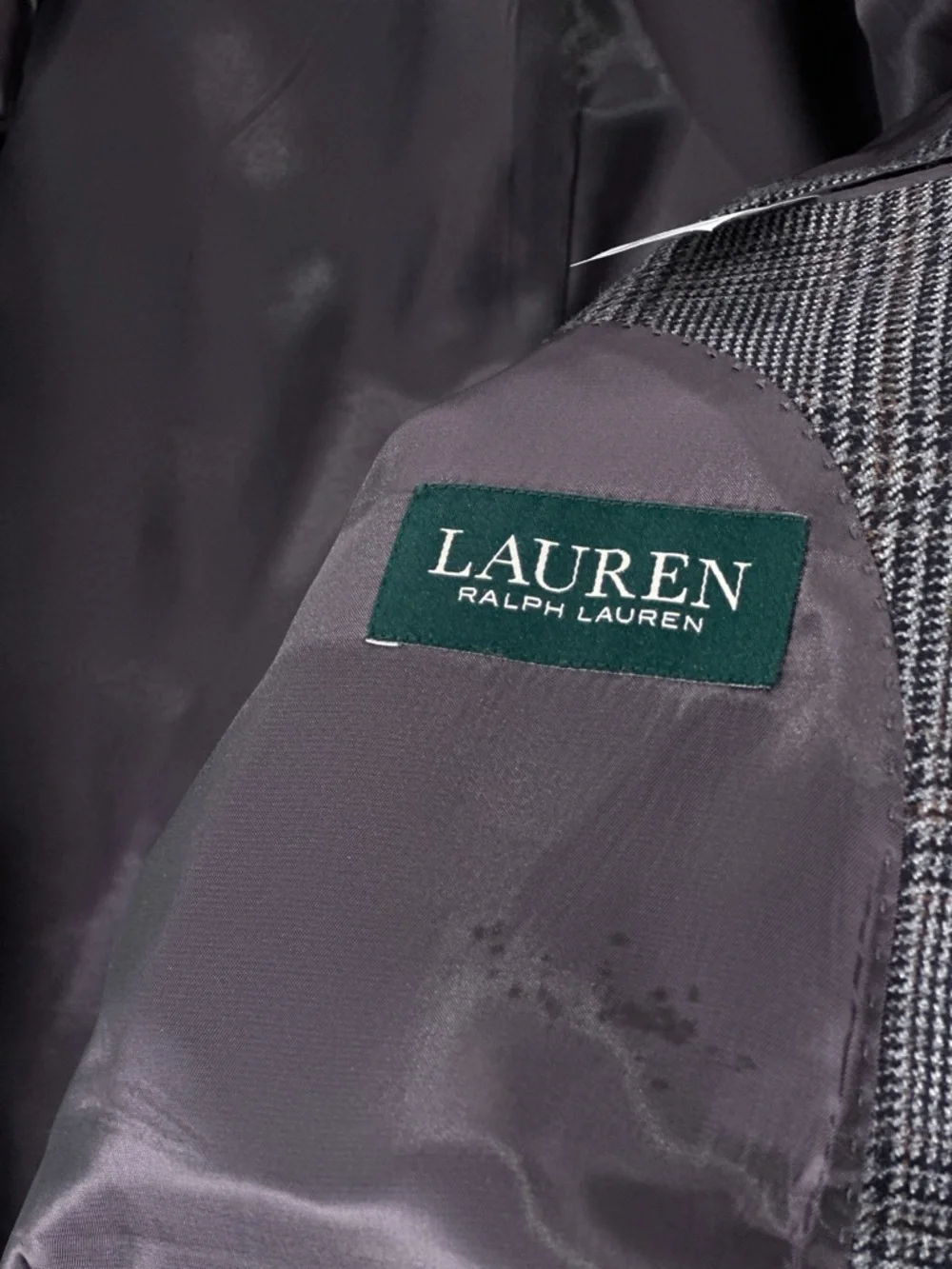 Lauren Ralph Lauren Blazer Two Button Double Vent Wool Plaid Grey 48L